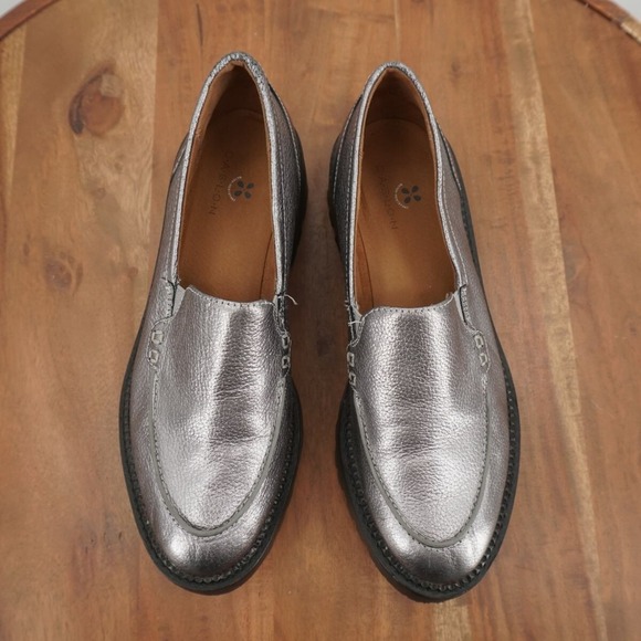Caslon Womens Millany Loafers Lug Sole Chunky Silver Leather Slip On 6.5 M - Picture 6 of 9